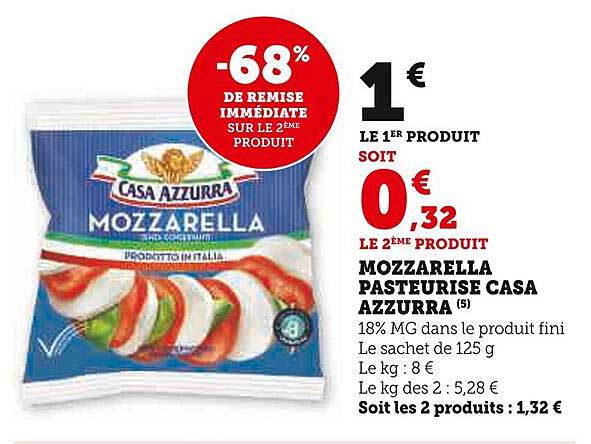 mozzarella pasteurisé casa azzurra