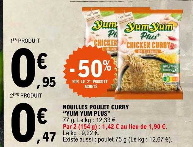 nouilles poulet curry "yum yum plus"