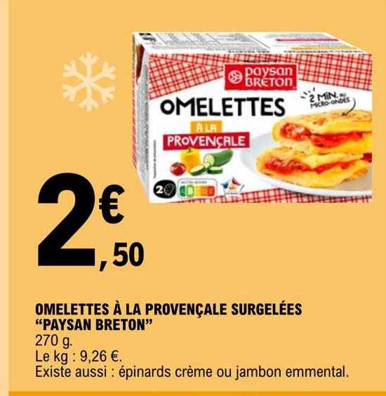 omelettes à la provençale surgelées "paysan breton"