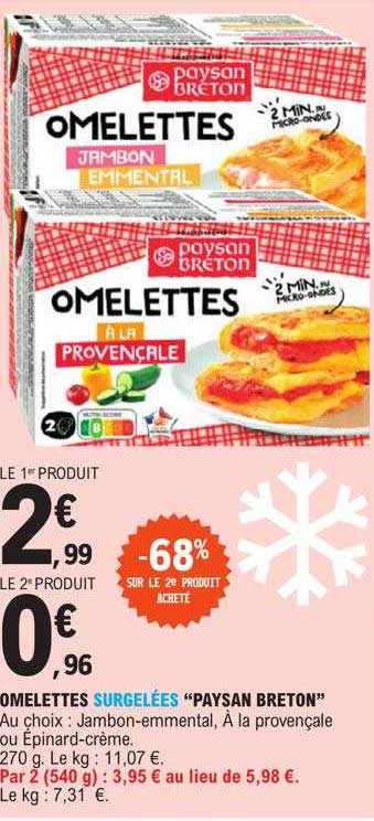 omelettes surgelées "paysan breton"