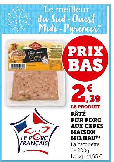 Pâté Sur Porc Aux Cèpes Maison Milhau