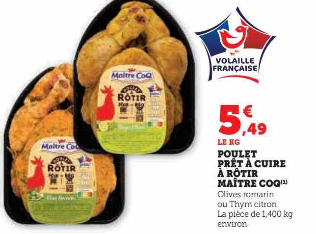 poulet prêt à cuire à rôtir maître coq