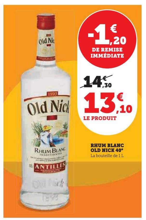 rhum blanc old nick 40°