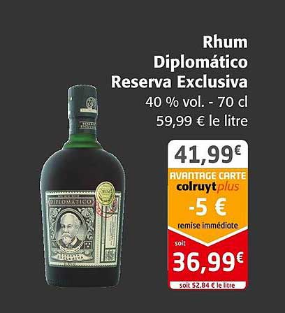 rhum diplomático reserva exclusiva 40% vol.