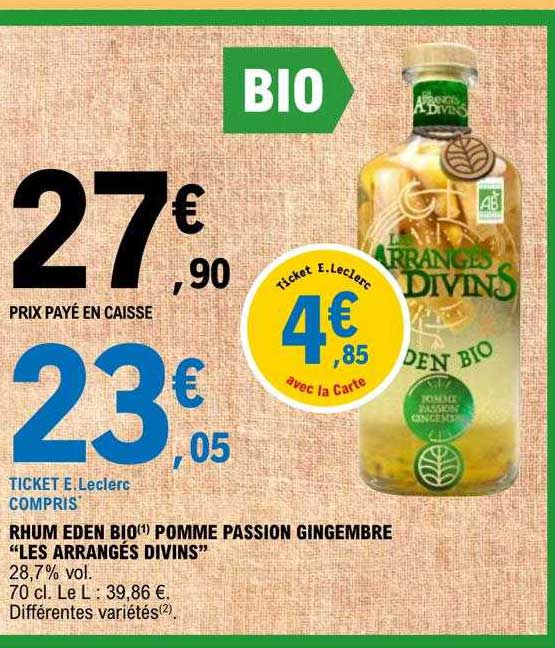 rhum eden bio pomme passion gingembre "les arrangés divins"