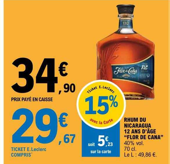 rhum ou nicaragua 12 ans d'âge "flor de cana"