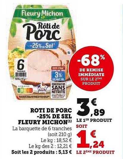 rôti de porc -25% de sel fleury michon