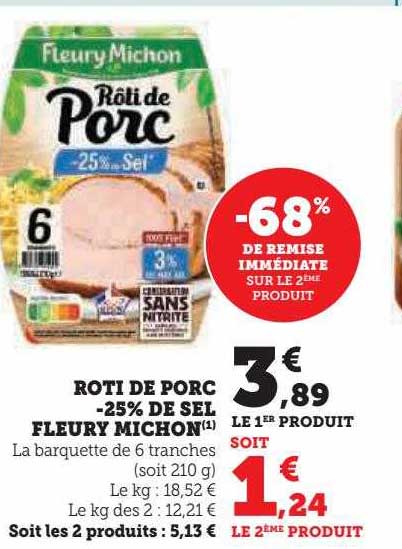 rôti de porc -25% de sel fleury michon