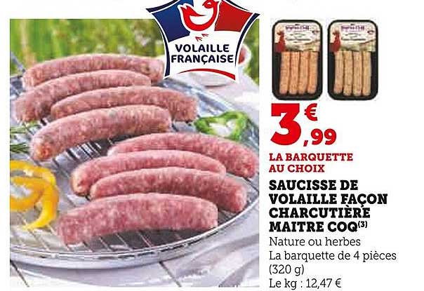 saucisse de volaille façon charcutière maître coq