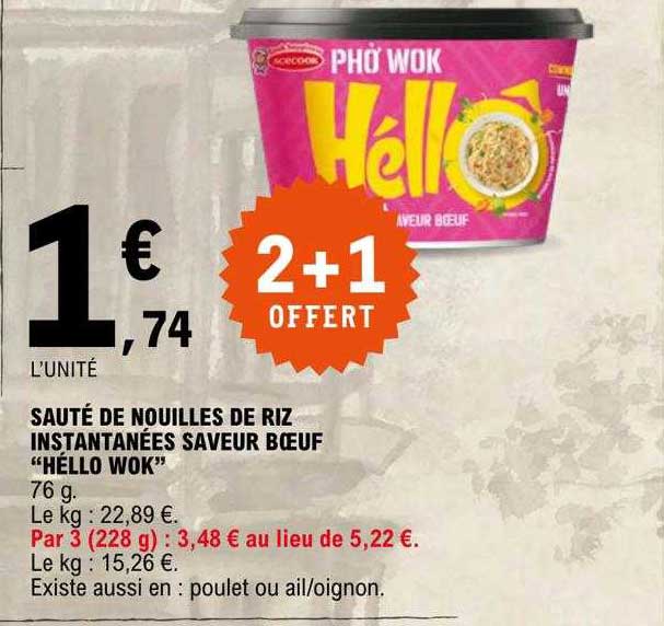 Sauté De Nouilles De Riz Instantanées Saveur Bœuf "héllo Wok"