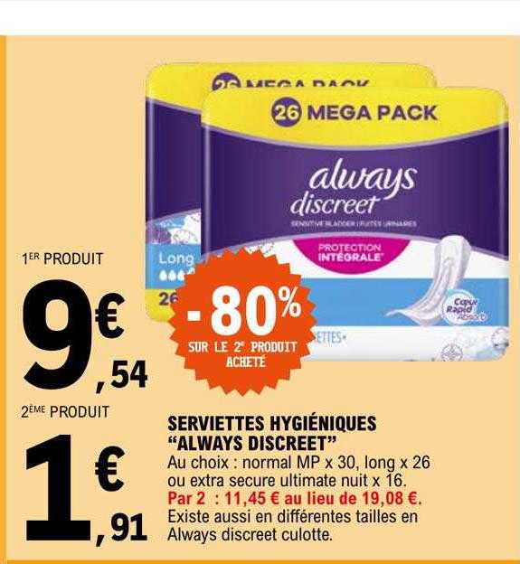 serviettes hygiéniques "always discreet"