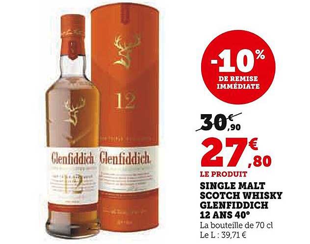 single malt scotch whisky glenfiddich 12 ans 40°
