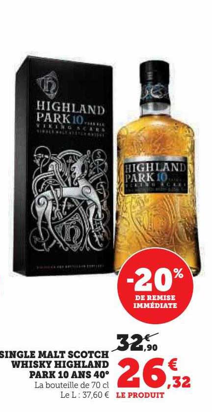 single malt scotch whisky highland park 10 ans 40°