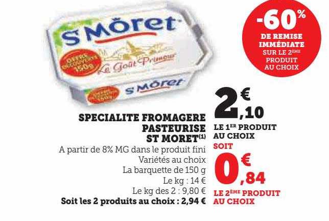 spécialité fromagère pasteurisé st môret