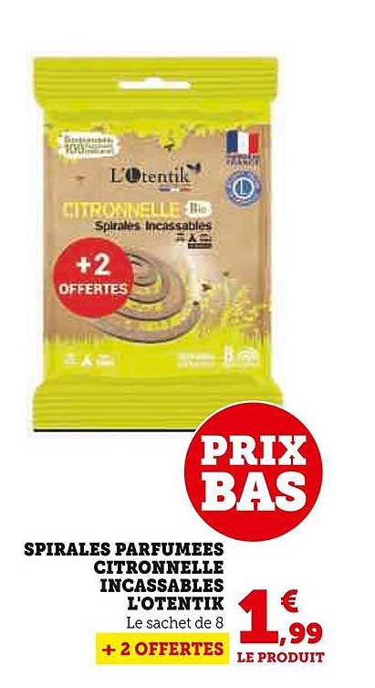spirales parfumées citronnelle incassables l'otentik