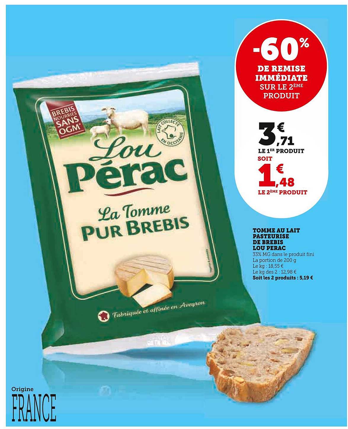 tomme au lait pasteurisé de brebis lou pérac