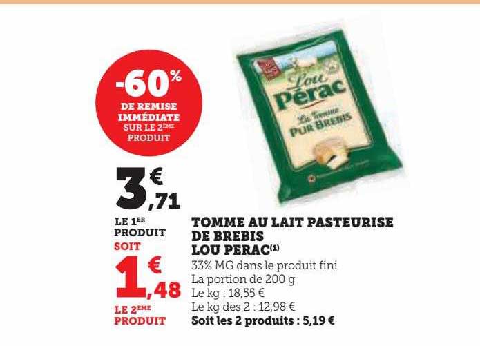tomme au lait pasteurisé de brebis lou pérac