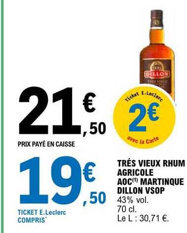 trés vieux rhum agricole aoc martinique dillon vsop