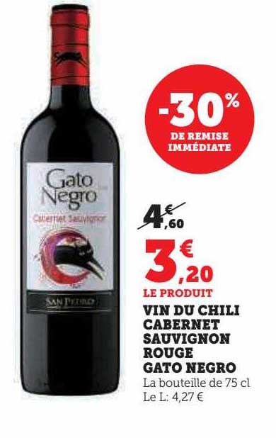 vin du chili cabernet rouge gato negro