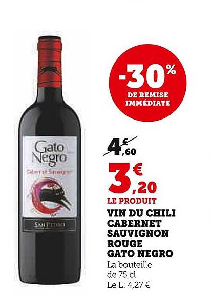 vin du chili cabernet sauvignon rouge gato negro
