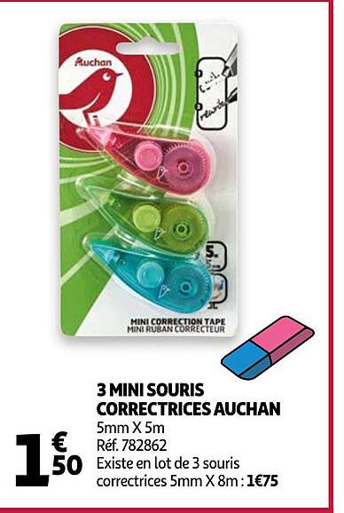 3 mini souris correctrices auchan
