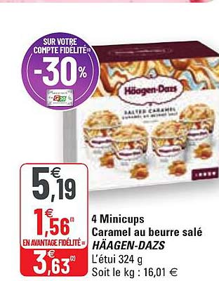 4 minicups caramel au beurre salé häagen-dazs
