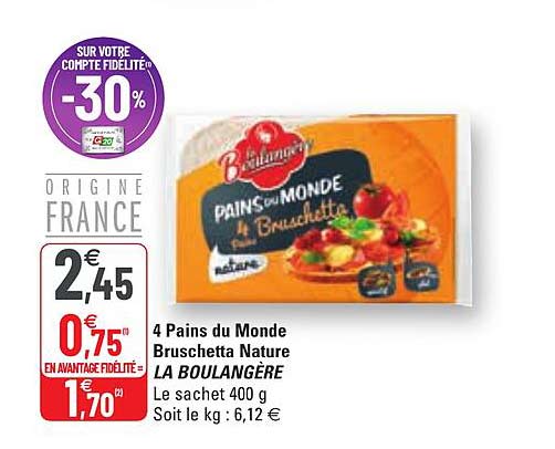 4 Pains Du Monde Bruschetta Nature La Boulangère