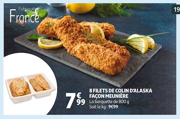 8 filets de colin d'alaska façon meunière