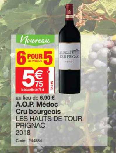 a.o.p. médoc cru bourgeois les hauts de tour prignac 2018