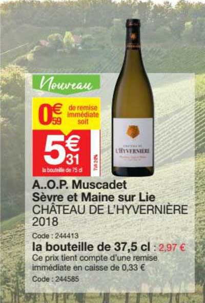a.o.p. muscadet sèvre et maine sur lie château de l'hyvernière 2018
