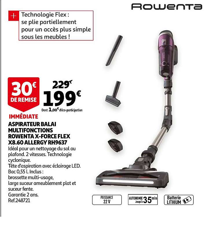 aspirateur balai multifonctions rowenta x-force flex x8.60 allergy rh9637