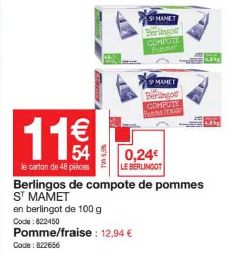 Berlingos De Compote De Pommes St Mamet