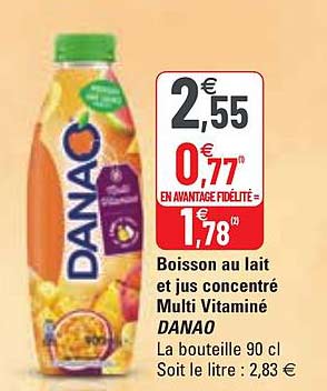 Boisson Au Lait Et Jus Concentré Multi Vitaminé Danao