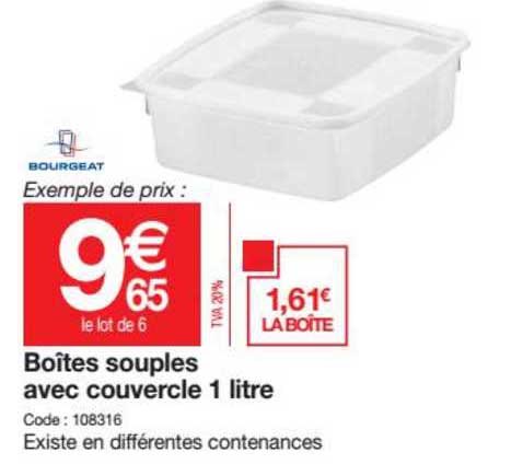 boîte souples avec couvercle 1 litre bourgeat