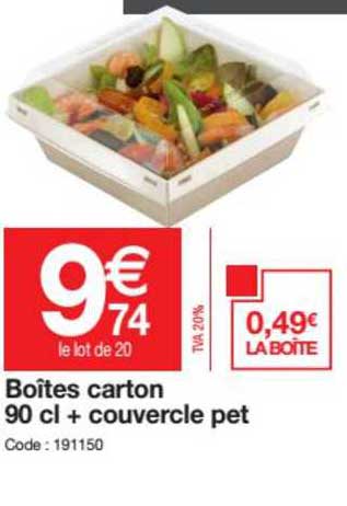Boîtes Carton 90 Cl + Couvercle Pet