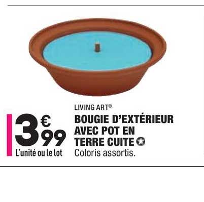 bougie d'extérieur avec pot en terre cuite