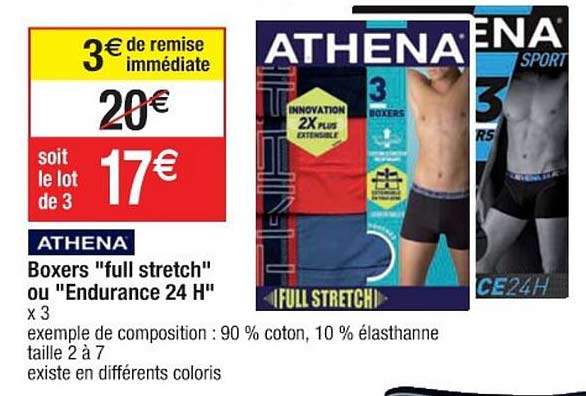 boxers "full stretch" ou "endurance 24 h" athena