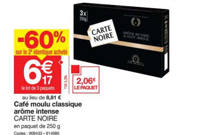Café Moulu Classique Arôme Intense Carte Noire