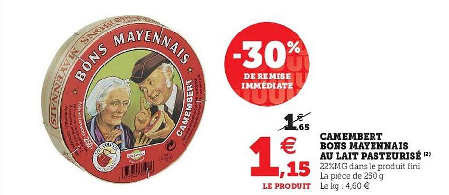 Camembert Bons Mayennais Au Lait Pasteurisé