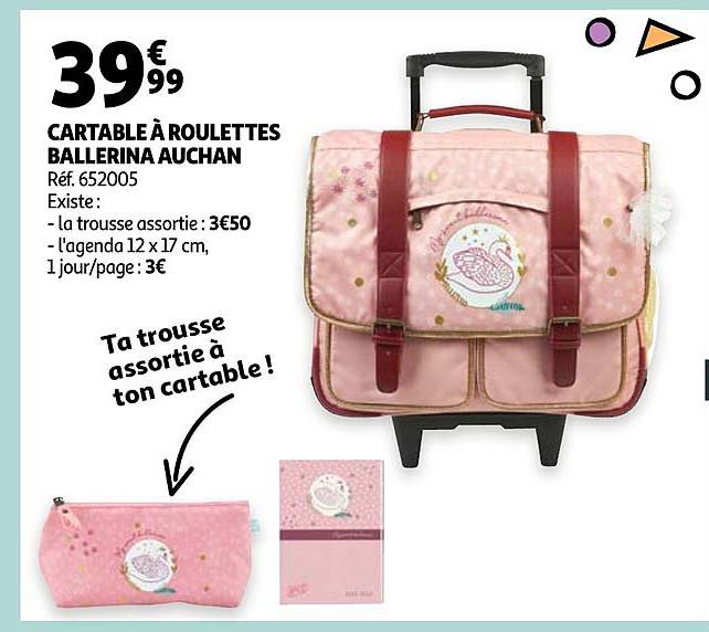 cartable à roulettes ballerina auchan