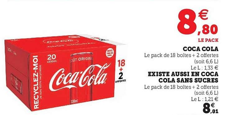coca cola, existe aussi en coca cola sans sucres