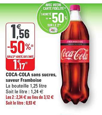 coca-cola sans sucres, saveur framboise