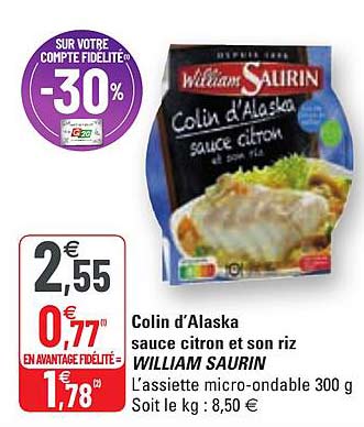 colin d'alaska sauce citron et son riz william saurin