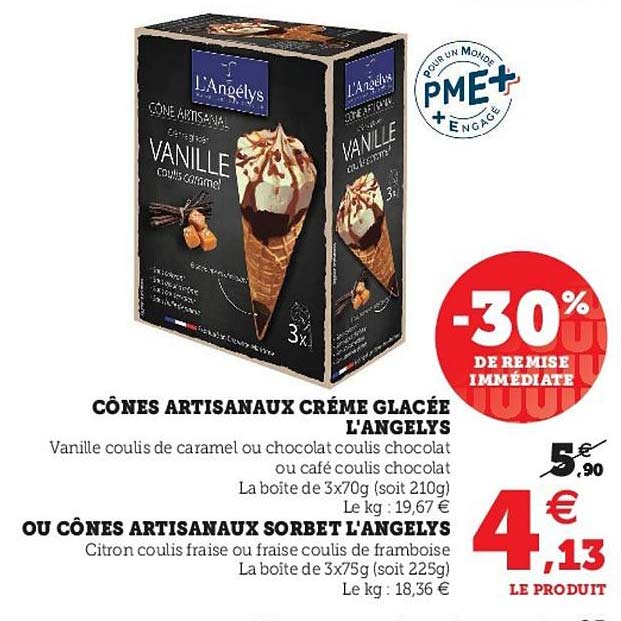 cônes artisanaux crème glacée l'angelys ou cônes artisanaux sorbet l'angelys