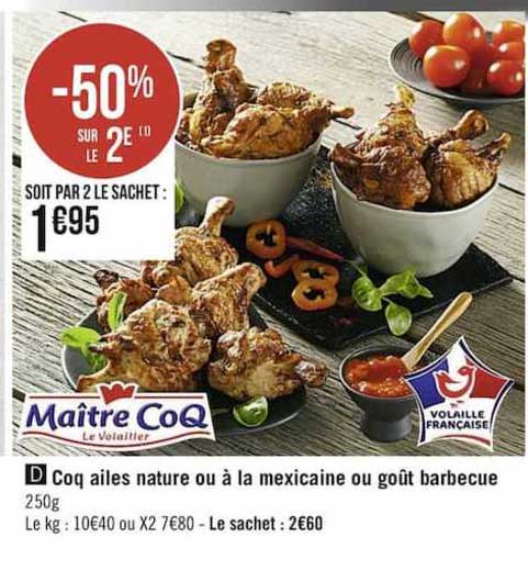 Coq Ailes Nature Ou à Lamexicaine Ou Goût Barbecue
