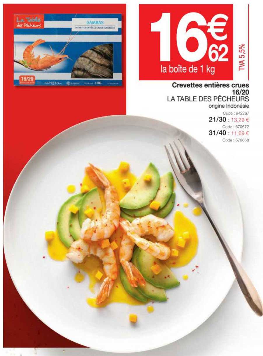 Crevettes Entières Crues 16-20 La Table Des Pêcheurs