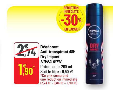 déodorant anti-transpirant 48h dry impact nivea men