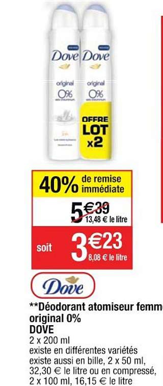 Déodorant Atomiseur Femme Original 0% Dove