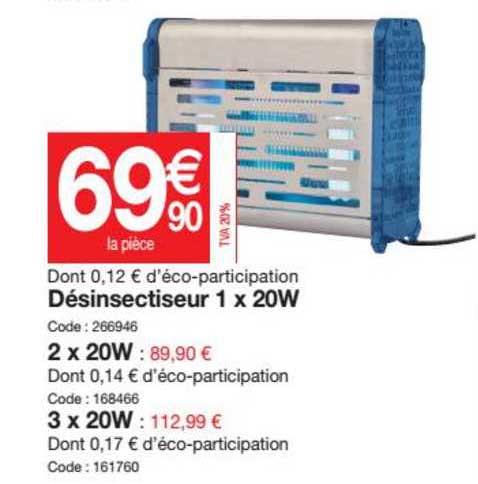 désinsectiseur 1 x 20w, 2 x 20 w, 3 x 20 w