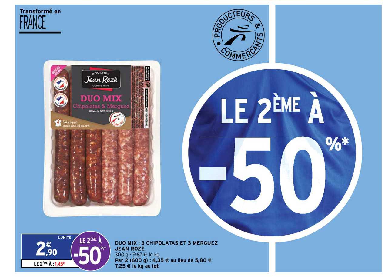 duo mix : 3 chipolatas et 3 merguez jean rozé